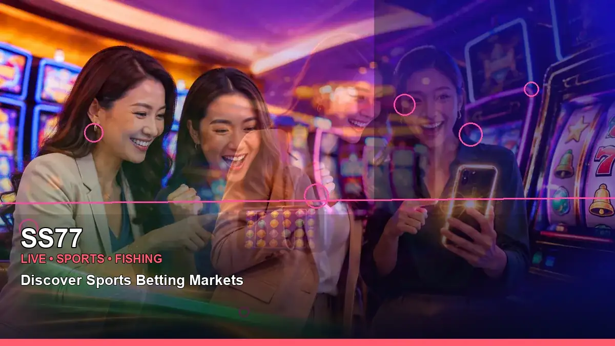 SS77 party online slot games featuring an adult Filipina casino host with a right-diagonal composition