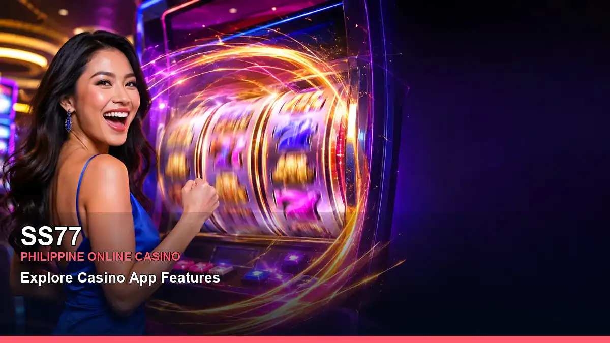 SS77 free spins slot games in a vivid scene for the SS77 brand search, casino access, games, account help and safer